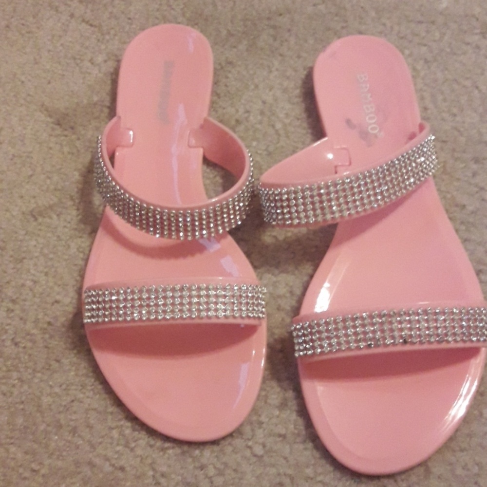 Pink Plastic Rhinestone Sandals
